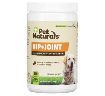 Pet Naturals of Vermont, Hip + Joint, For Dogs and Cats, Approx. 160 Chews, 8.46 oz (240 g)
