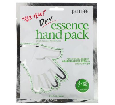 Petitfee, Dry Essence Hand Pack, маска для рук у формі рукавичок,1 пара