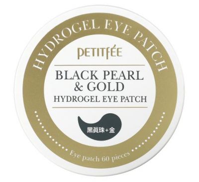 Petitfee, гідрогелеві патчі для очей із чорними перлами та золотом, 60 шт.