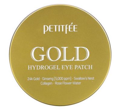 Petitfee, гидрогелевые патчи для глаз с золотом, 60 шт.