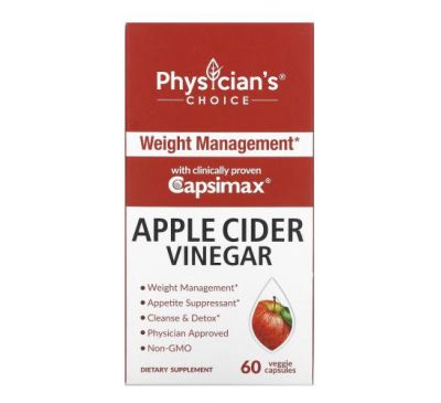 Physician's Choice, яблочный уксус, 60 вегетарианских капсул