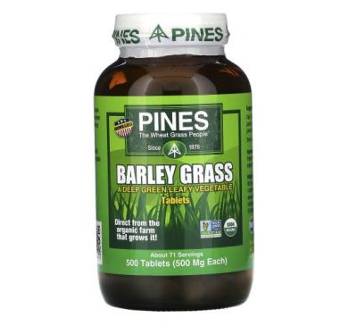 Pines International, Barley Grass, 500 Tablets