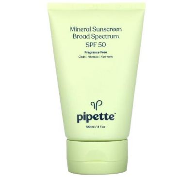 Pipette, Mineral Sunscreen Broad Spectrum, SPF 50, 4 fl oz (120 ml)