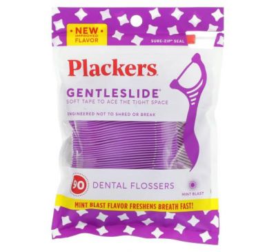 Plackers, Gentleslide, Dental Flossers, Mint , 90 Count