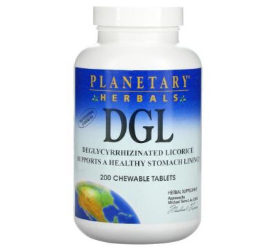 Planetary Herbals, DGL, гліциризинат солодки, 200 жувальних таблеток