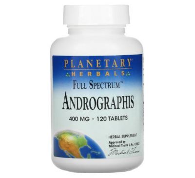 Planetary Herbals, Full Spectrum, андрографіс, 400 мг, 120 таблеток