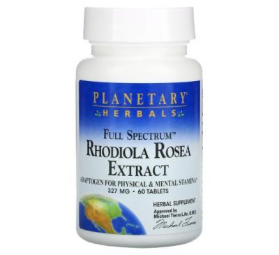 Planetary Herbals, экстракт родиолы розовой, полного спектра, 327 мг, 60 таблеток