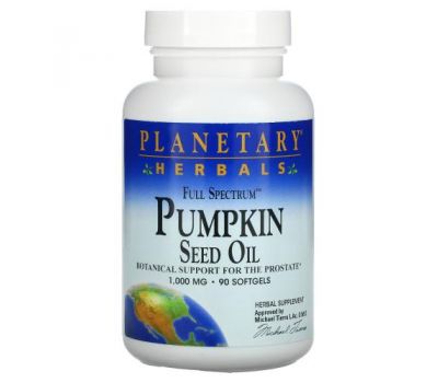 Planetary Herbals, Full Spectrum Pumpkin Seed Oil, 1,000 mg, 90 Softgels