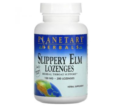 Planetary Herbals, Slippery Elm Lozenges, Tangerine Flavor, 150 mg, 200 Lozenges