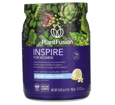 PlantFusion, Inspire for Women, Creamy Vanilla Bean, 15.87 oz (450 g)