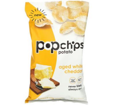 Popchips, Картофельные чипсы, выдержанный белый чеддер, 142 г (5 унций)