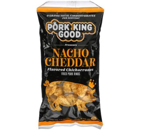 Pork King Good, Flavored Chicharrones, Nacho Cheddar, 1.75 oz (49.5 g)