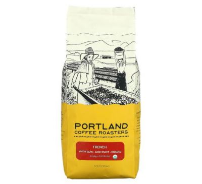 Portland Coffee Roasters, Органический кофе, цельные зерна, темная обжарка, французский, 907 г (2 фунта)