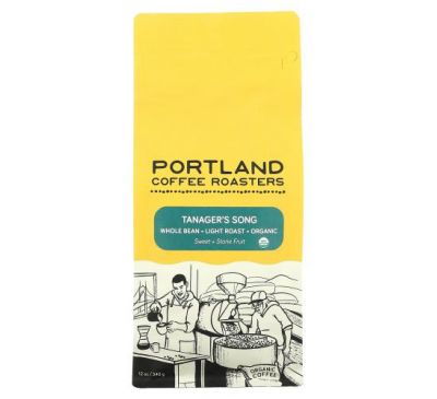 Portland Coffee Roasters, Organic Coffee, Whole Bean, Light Roast, Tanager's Song, 12 oz (340 g)