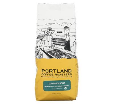 Portland Coffee Roasters, Органический кофе, цельные зерна, легкая обжарка, песня Танагера, 907 г (2 фунта)