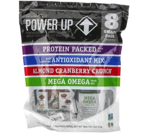 Power Up, On-The-Go Snacking, Assorted Flavors, 8 Snack Packs, 2.25 oz Each