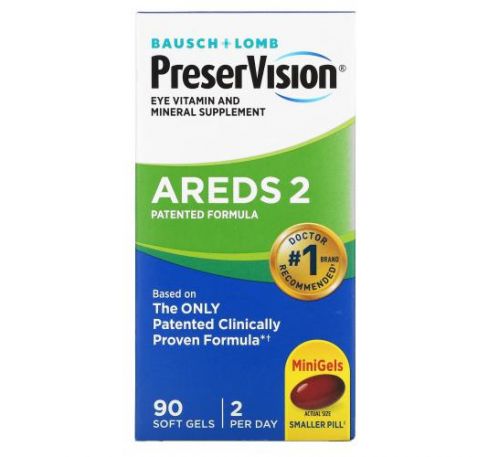 PreserVision, AREDS 2, вітаміни та мікроелементи для зору, 90 капсул