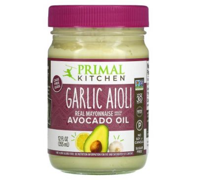 Primal Kitchen, Garlic Aioli Mayo, Real Mayonnaise Made with Avocado Oil,  12 fl oz (355 ml)
