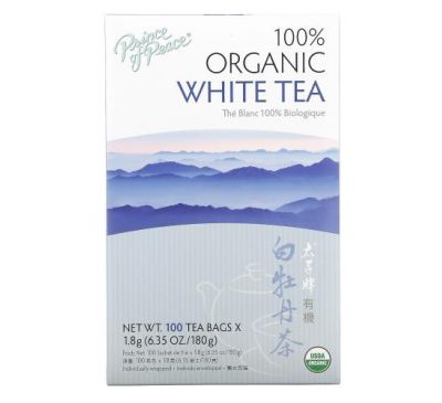 Prince of Peace, на 100% органический белый чай, 100 чайных пакетиков, 180 г (6,35 унции)