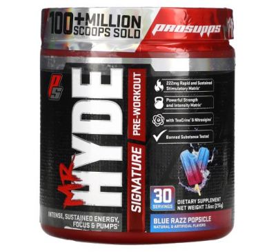 ProSupps, Mr. Hyde, Signature Pre Workout, Blue Razz Popsicle, 7.6 oz (216 g)