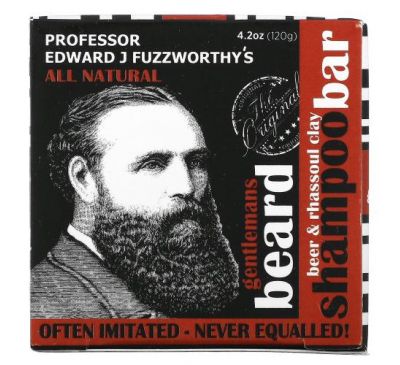 Professor Fuzzworthy's, Gentlemans Beard, Beer & Rhassoul Clay Shampoo Bar, 4.2 oz (120 g)