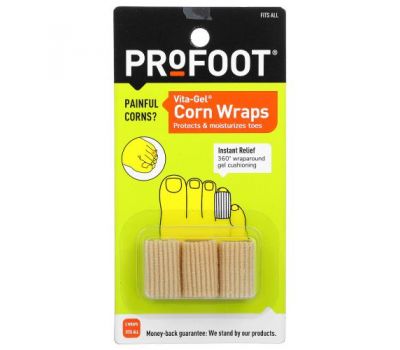 Profoot, Vita-Gel Corn Wraps, One Size Fits All, 3 Wraps