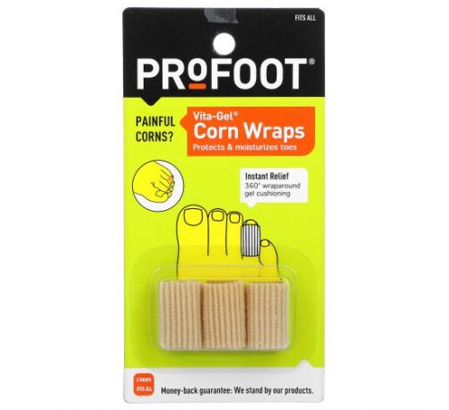Profoot, Vita-Gel Corn Wraps, One Size Fits All, 3 Wraps
