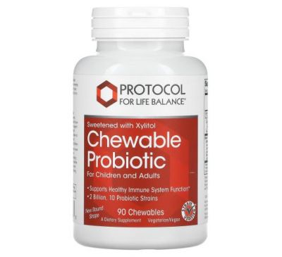 Protocol for Life Balance, Chewable Probiotic, For Children and Adults, 2 Billion, 90 Chewables