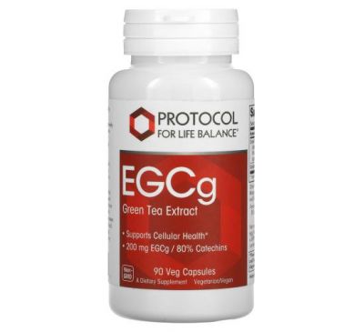 Protocol for Life Balance, EGCg, экстракт зеленого чая, 200 мг, 90 растительных капсул