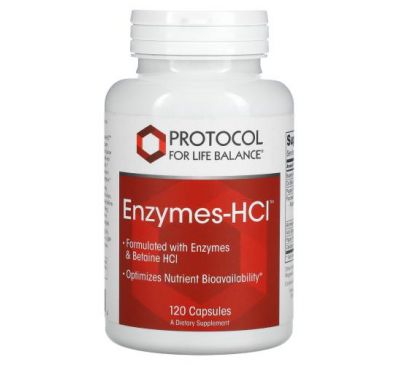 Protocol for Life Balance, Enzymes-HCI, 120 Capsules
