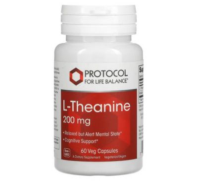 Protocol for Life Balance, L-Theanine, 200 mg , 60 Veg Capsules