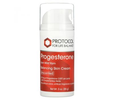 Protocol for Life Balance, Natural Progesterone, Liposomal Skin Cream, Unscented, 3 oz (85 g)