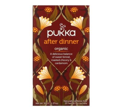 Pukka Herbs, после ужина, 20 пакетиков травяного чая, 36 г (1,27 унции)