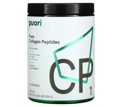 Puori, CP1, Pure Collagen Peptides, Unflavored, 10.6 oz (300 g)