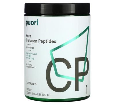 Puori, CP1, пептиды чистого коллагена, без добавок, 300 г (10,6 унции)