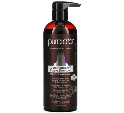 Pura D'or, Professional, ColorHarmony Purple Shampoo, 16 fl oz (473 ml)