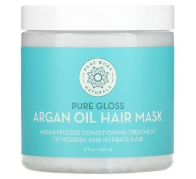 Pure Body Naturals, Pure Gloss Argan Oil Hair Mask, 8 fl oz (240 ml)