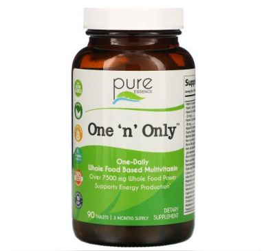 Pure Essence, One 'n' Only, Whole Food Based Multivitamin, 90 Tablets