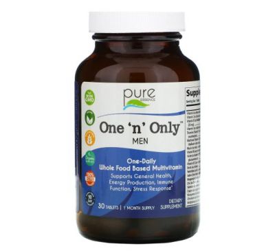 Pure Essence, One 'n' Only Men, цельнопищевые мультивитамины, 30 таблеток