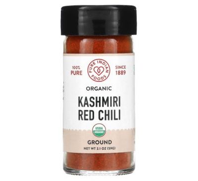Pure Indian Foods, 100% Pure, Organic Kashmiri Red Chili, Ground, 2.3 oz (65 g)