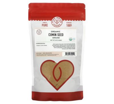 Pure Indian Foods, Organic Cumin Seed, Ground, 8 oz (226 g)