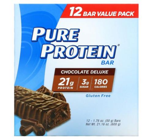 Pure Protein, Chocolate Deluxe Bar, 12 Bars, 1.76 oz (50 g) Each