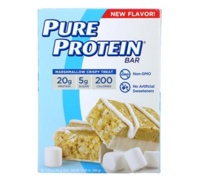 Pure Protein, Protein Bars, Marshmallow Crispy Treat, 6 Bars, 1.76 oz (50 g) Each