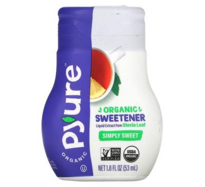 Pyure, Органічний рідкий підсолоджувач зі стевії, солодкий замінний цукру, підходить для людей, які дотримуються кетодієти, 53 мл (1,8 рідкої унції)