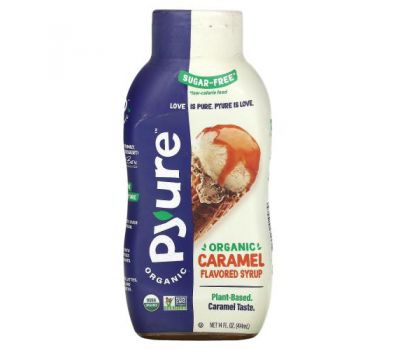 Pyure, Органічний сироп з ароматизатором «Карамель», підходить для людей, які дотримуються кетодієти, не містить цукру, 414 мл (14 рідких унцій)