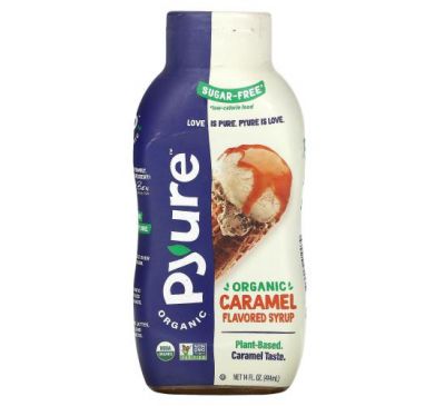 Pyure, Органічний сироп з ароматизатором «Карамель», підходить для людей, які дотримуються кетодієти, не містить цукру, 414 мл (14 рідких унцій)