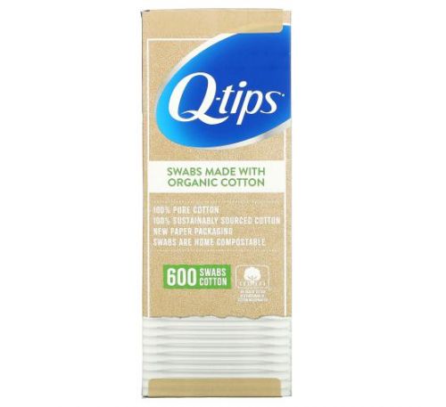 Q-tips, Organic Cotton Swabs, 600 Swabs