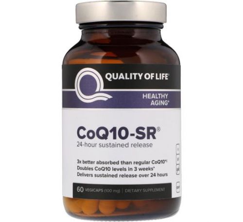 Quality of Life Labs, CoQ10-SR, 100 mg, 60 Vegicaps