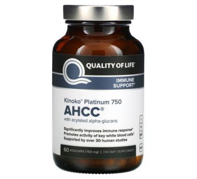 Quality of Life Labs, Kinoko Platinum AHCC, 750 mg, 60 Vegicaps