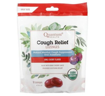 Quantum Health, Cough Relief Lozenges, Bing Cherry, 18 Lozenges